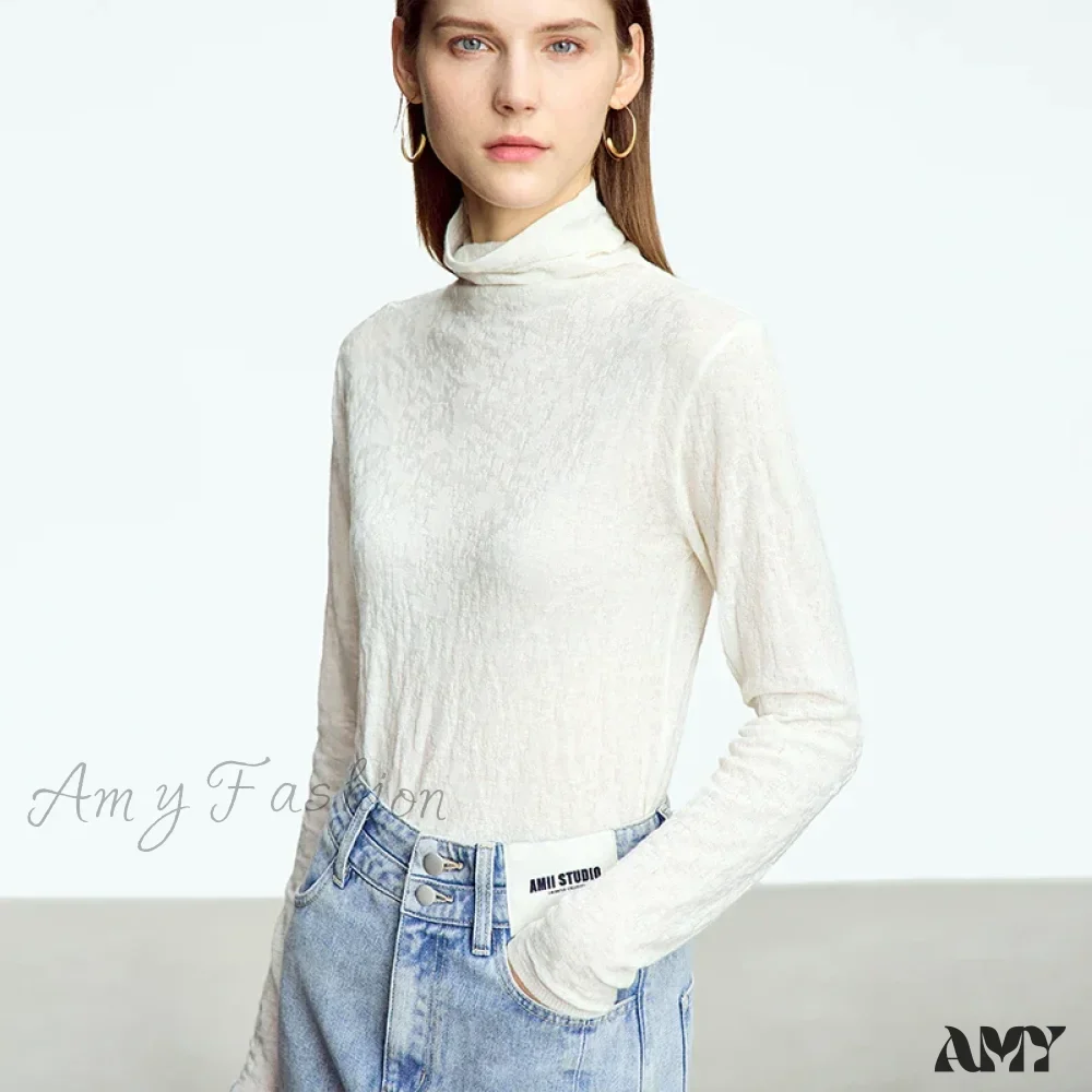Minimalist 2024 Autumn Winter Slim Warm Solid Long Sleeve Simple Stylish Chic Comfortable Cozy Sweater - Image 5