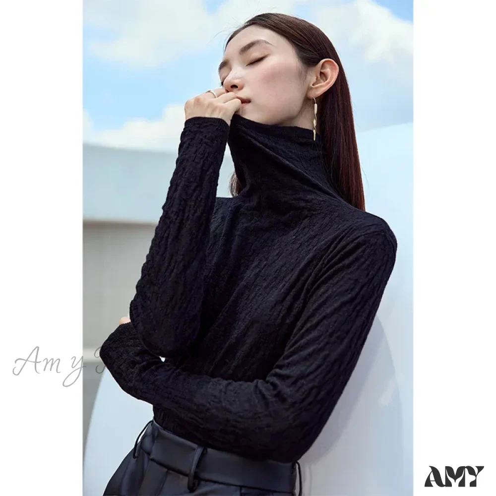 Minimalist 2024 Autumn Winter Slim Warm Solid Long Sleeve Simple Stylish Chic Comfortable Cozy Sweater - Image 6