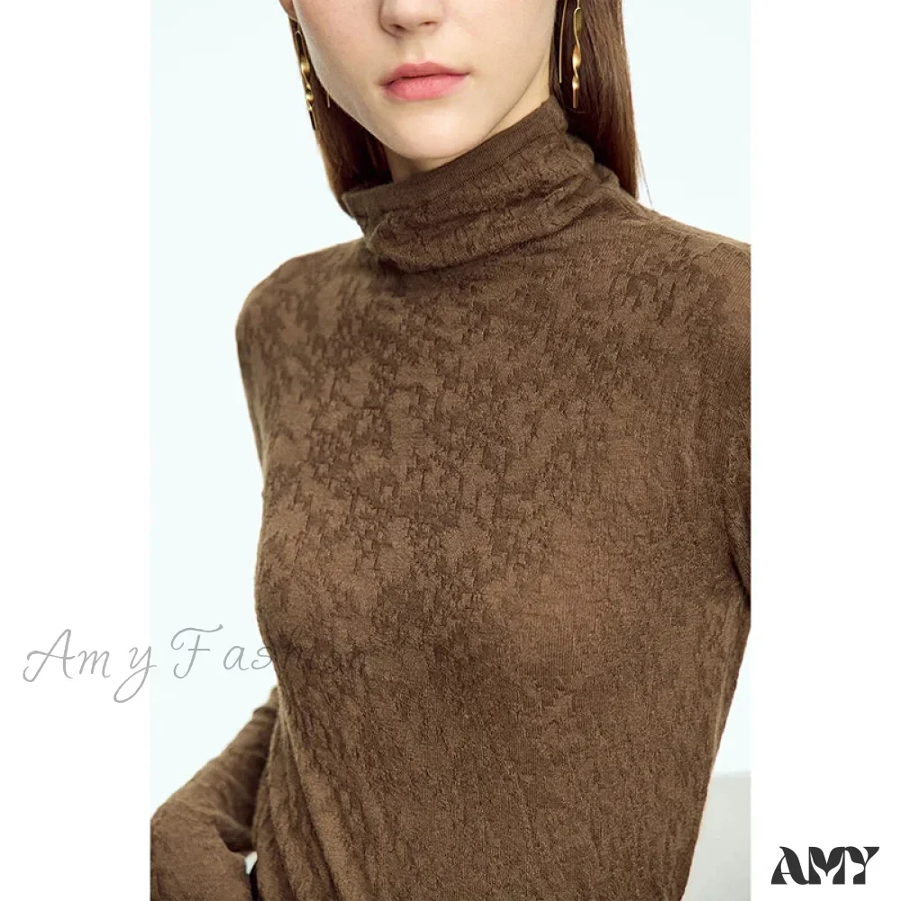 Minimalist 2024 Autumn Winter Slim Warm Solid Long Sleeve Simple Stylish Chic Comfortable Cozy Sweater - Image 7