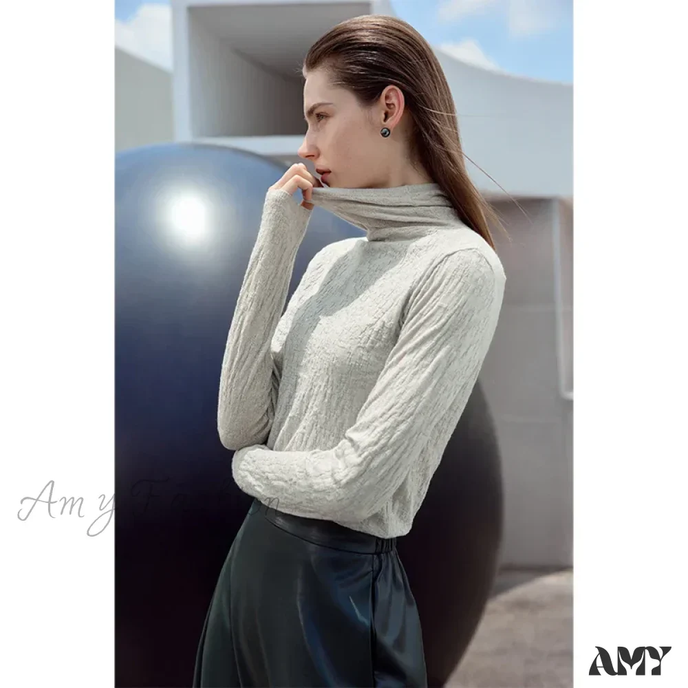 Minimalist 2024 Autumn Winter Slim Warm Solid Long Sleeve Simple Stylish Chic Comfortable Cozy Sweater - Image 8