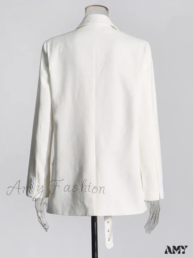 Minimalist Casual Loose Notched Collar Long Sleeve Spliced Belt Fashion New Blazer - Image 5