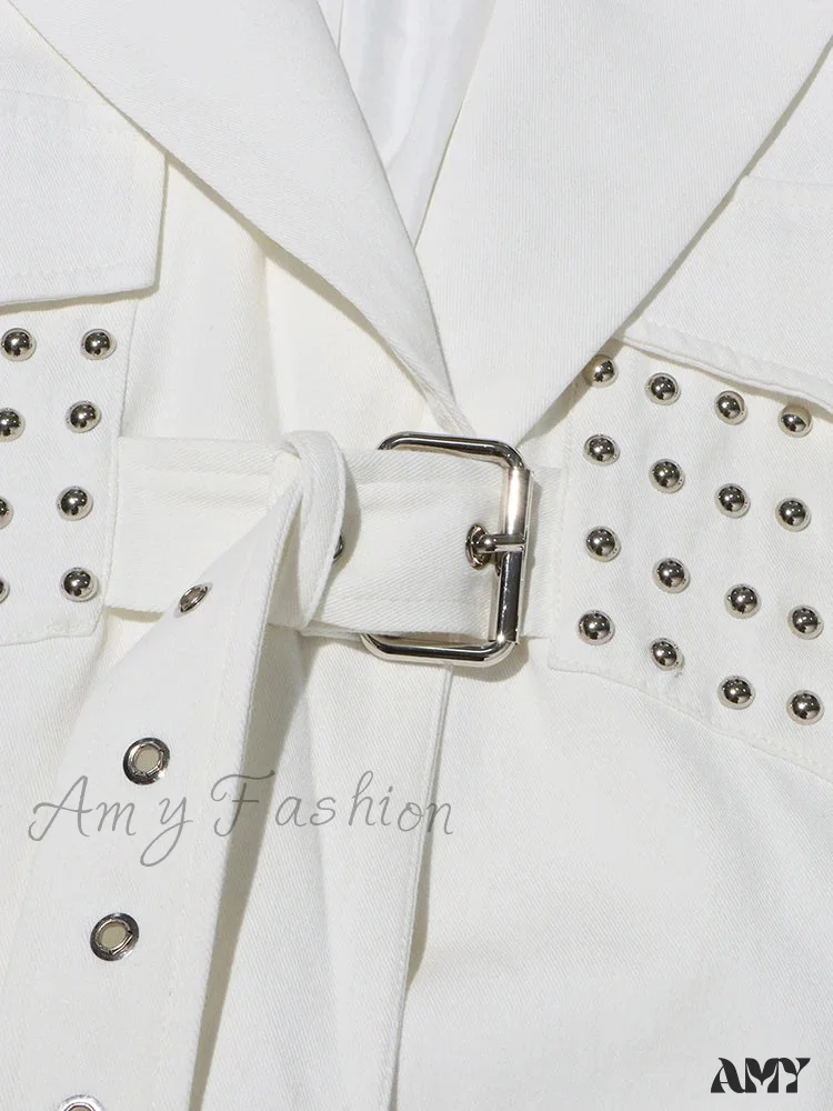 Minimalist Casual Loose Notched Collar Long Sleeve Spliced Belt Fashion New Blazer - Image 6