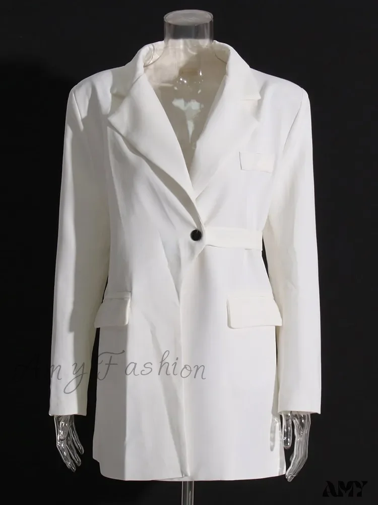 Minimalist Casual Notched Collar Long Sleeve Spliced Single Button Solid Temperament Female Blazer - Image 4