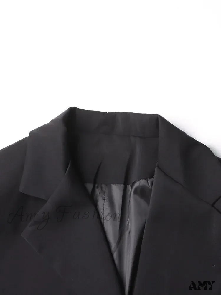Minimalist Casual Notched Collar Long Sleeve Spliced Single Button Solid Temperament Female Blazer - Image 5