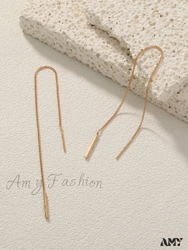 Amy Fashion - Minimalist Threader Earrings - Image 2