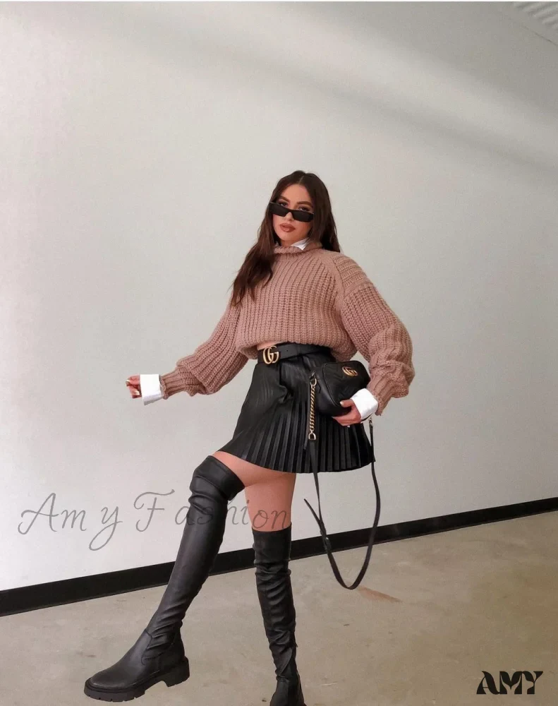 Amy Fashion - Chic High Waisted Sexy A-line Mini Fashion Skirt - Image 10