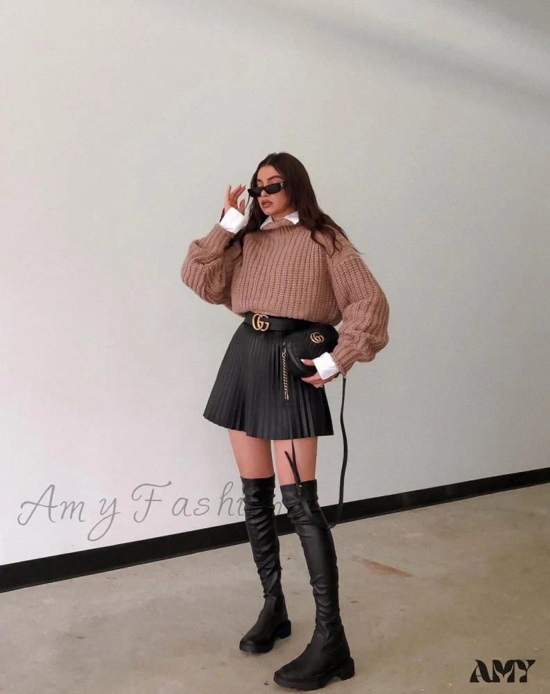 Amy Fashion - Chic High Waisted Sexy A-line Mini Fashion Skirt - Image 11
