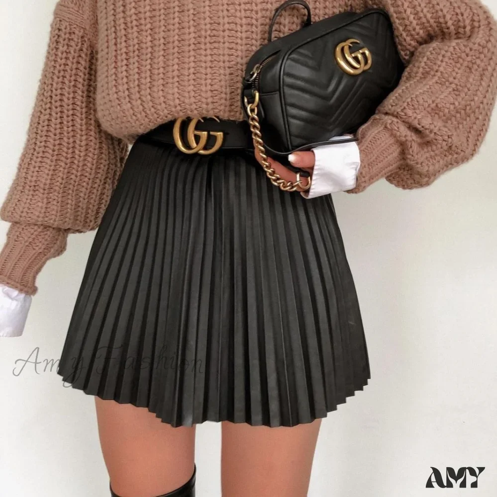 Amy Fashion - Chic High Waisted Sexy A-line Mini Fashion Skirt - Image 3