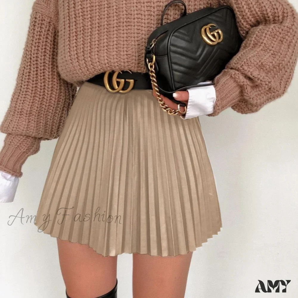 Amy Fashion - Chic High Waisted Sexy A-line Mini Fashion Skirt - Image 4