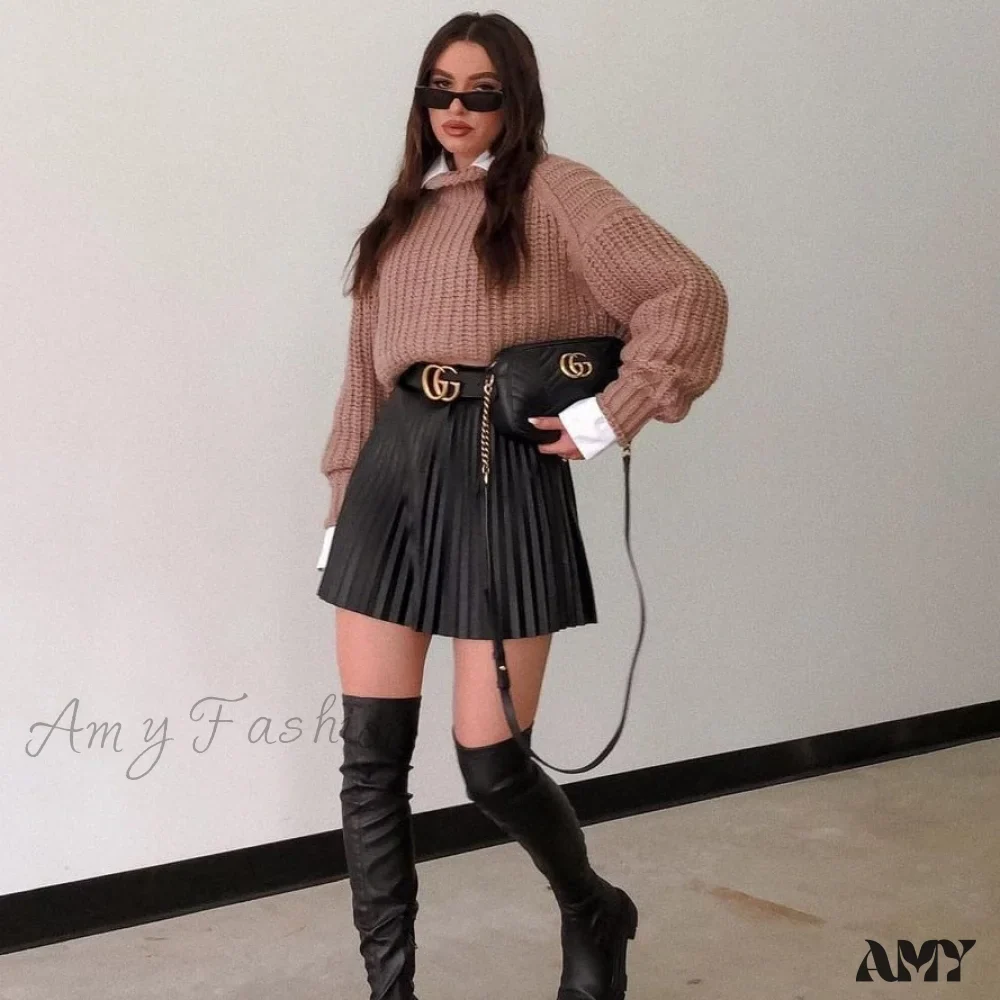 Amy Fashion - Chic High Waisted Sexy A-line Mini Fashion Skirt - Image 9