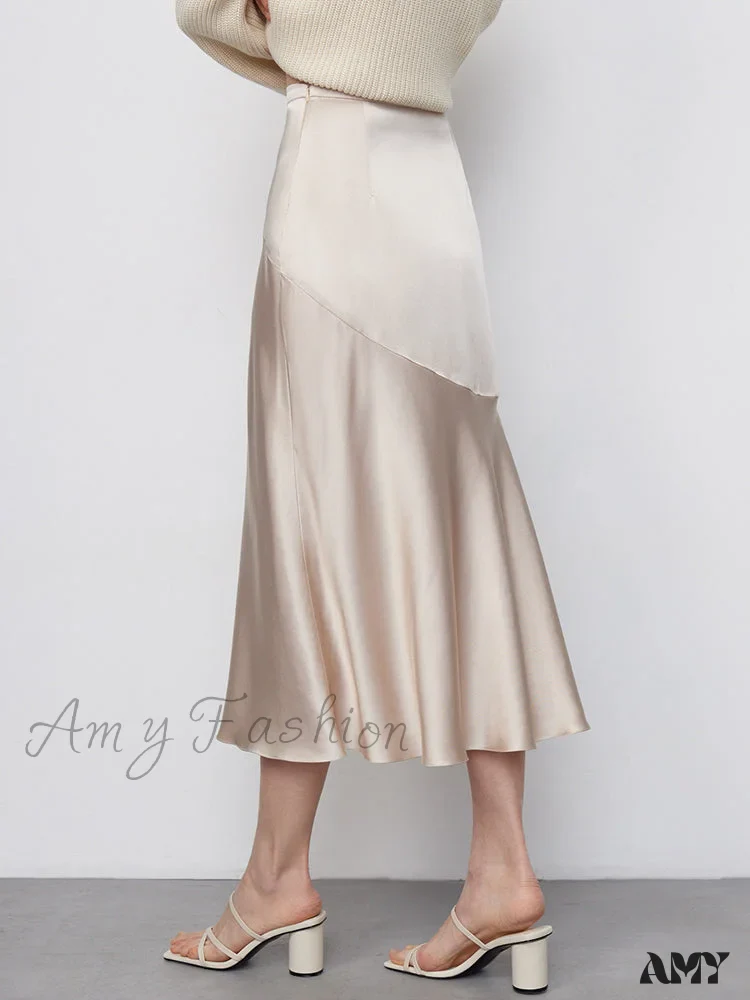 Amy Fashion - Chic Trumpet Satin Silky Skirt - Image 3