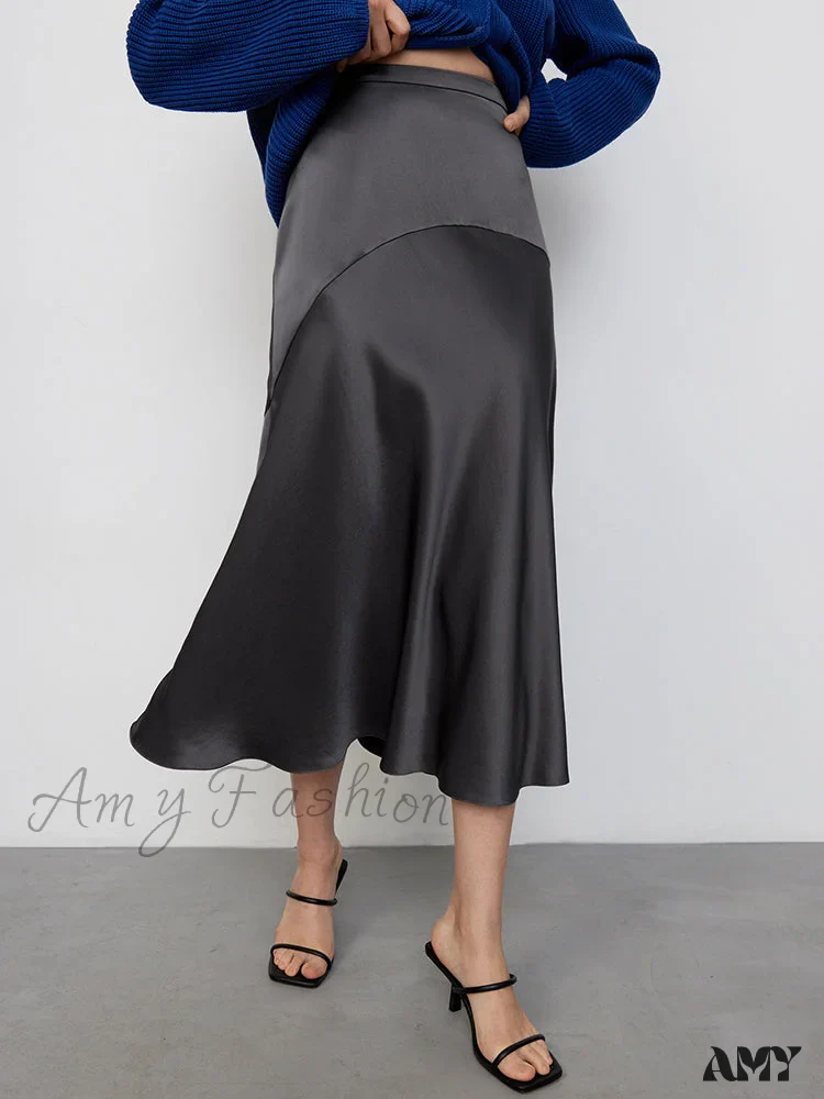 Amy Fashion - Chic Trumpet Satin Silky Skirt - Image 6