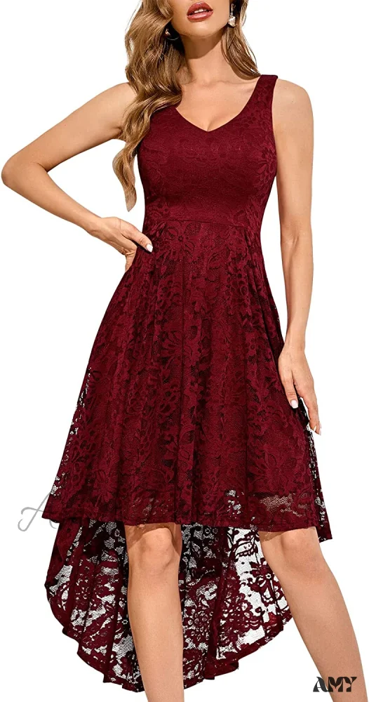 Amy Fashion - Christmas Vintage Floral Lace Sleeveless Formal Swing Dress - Image 3