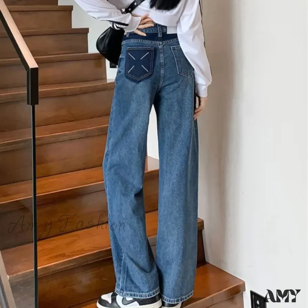 Amy Fashion - Natural Waist New Button Minimalist Trendy Summer Ins Wash Long Harajuku Wide Leg Black Jean - Image 7