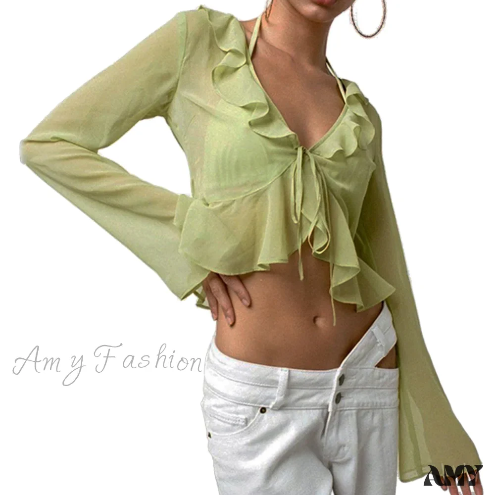 Amy Fashion - Navel Exposed Crop Tops Clubwear Top - Image 4