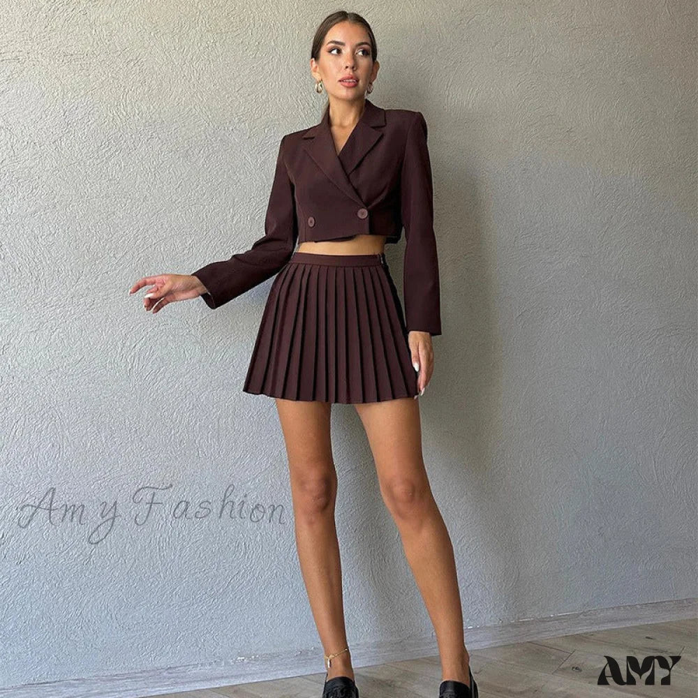 New Fashion Slim Long Sleeve Pleated Suit - Image 4