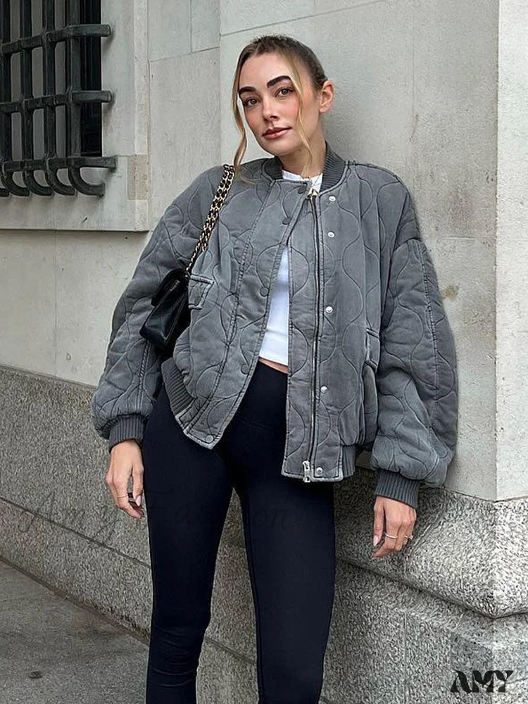 New Fashion Spliced Cotton Loose Bomber Retro Long Sleeve With Pockets Coat - Image 3