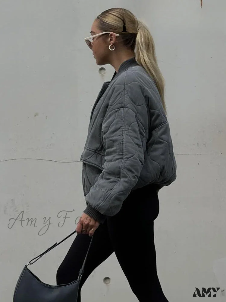 New Fashion Spliced Cotton Loose Bomber Retro Long Sleeve With Pockets Coat - Image 4