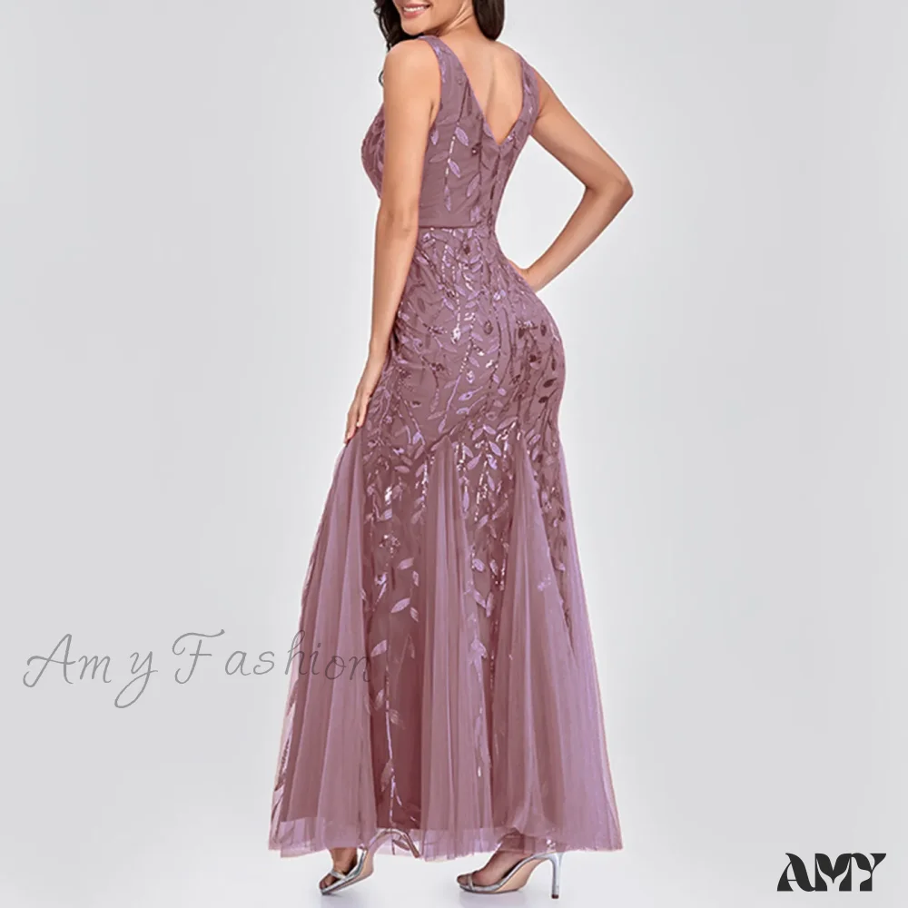 New Square-Collar Sequined Long-Sleeve Ruffle Hem Bodycon Evening Party Vestidos Dress - Image 4