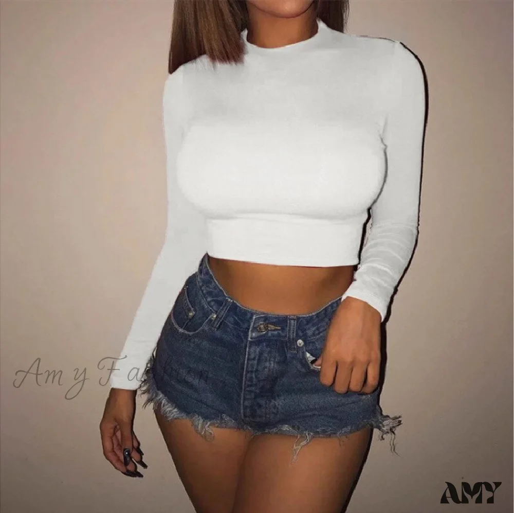 Amy Fashion - Skinny Solid Casual Crop Top - Image 3