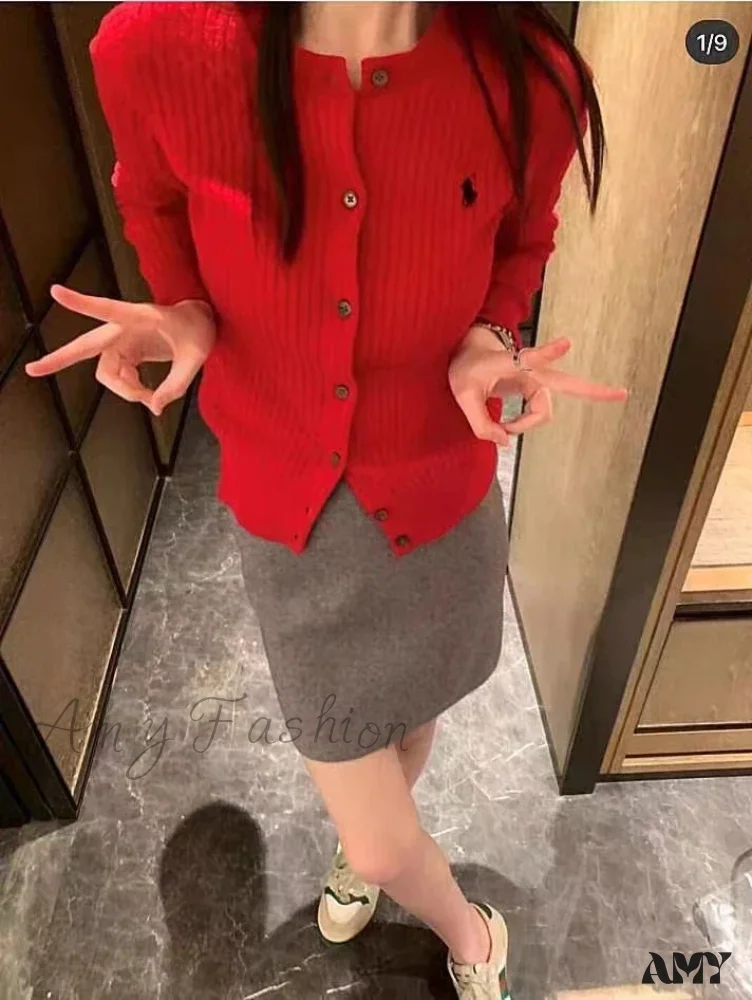 O-Neck Fashion Solid Casual Cashmere Cardigan Sweater - Image 4