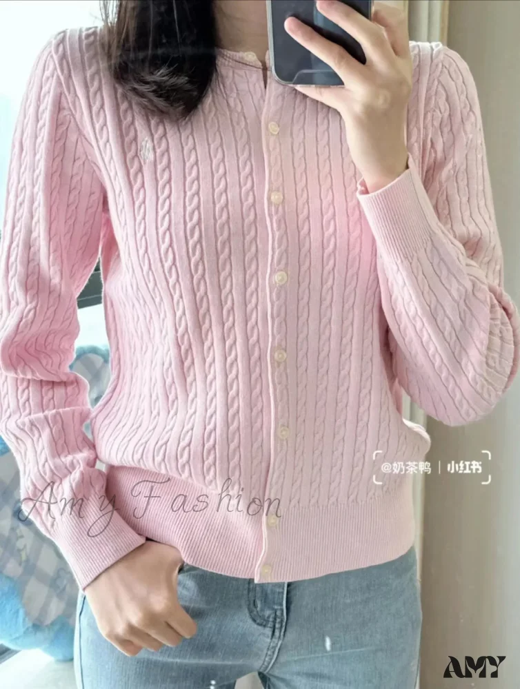 O-Neck Fashion Solid Casual Cashmere Cardigan Sweater - Image 5