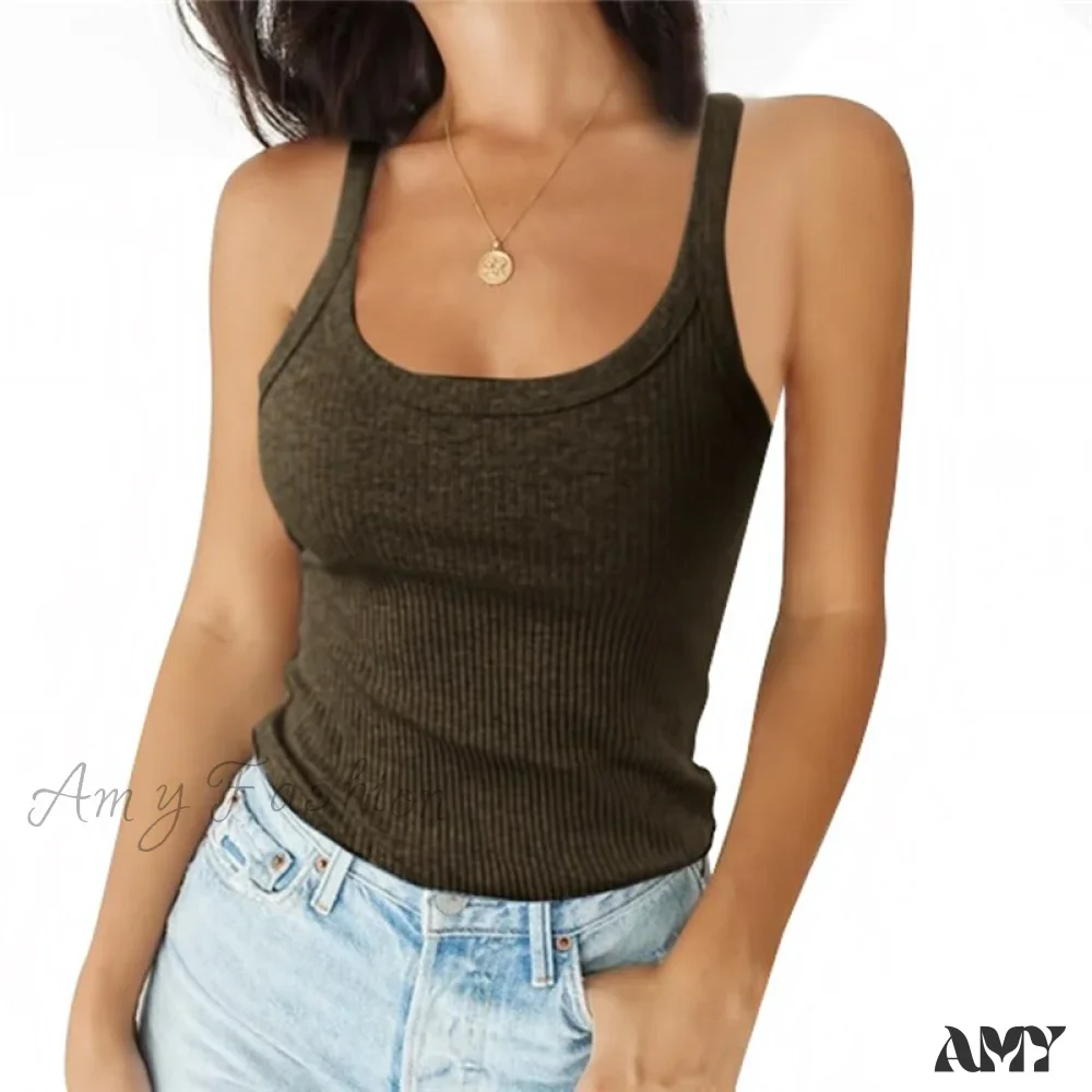 Amy Fashion - O Neck Knittrf Sleeveless Basic Top - Image 10