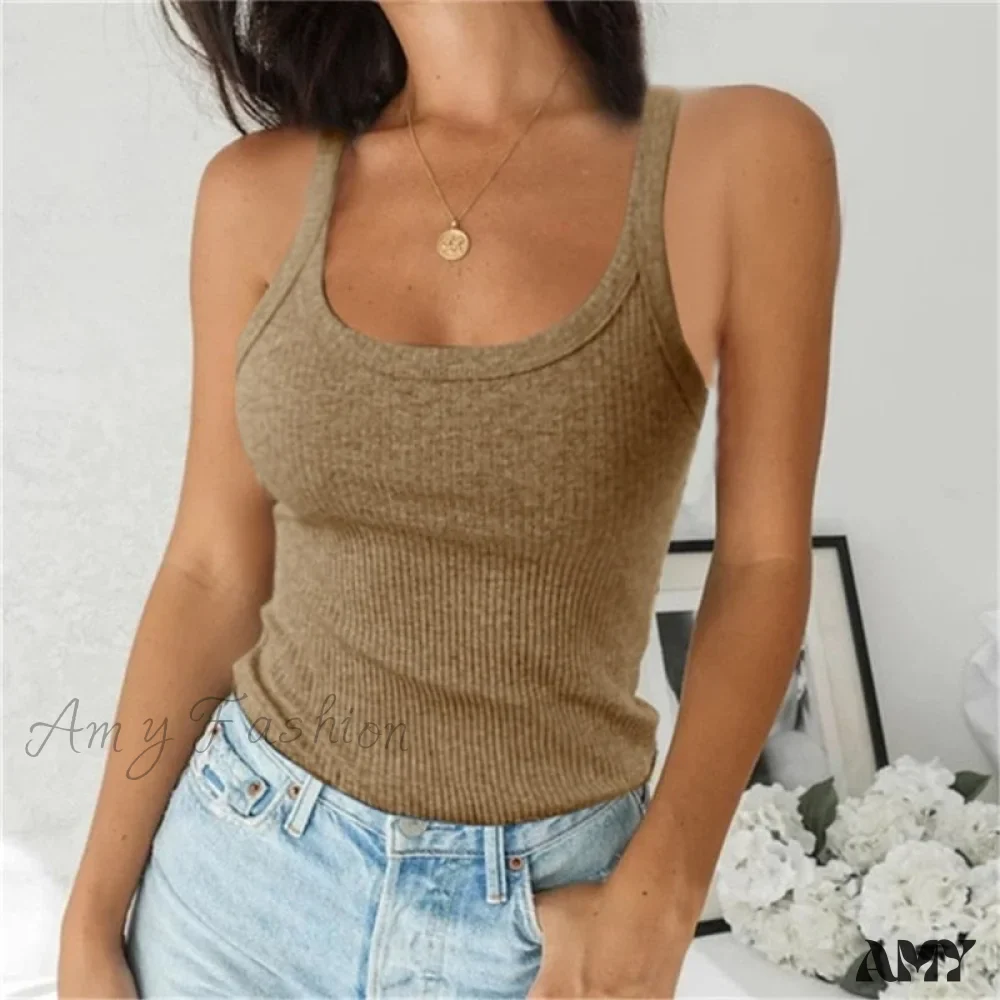 Amy Fashion - O Neck Knittrf Sleeveless Basic Top - Image 4