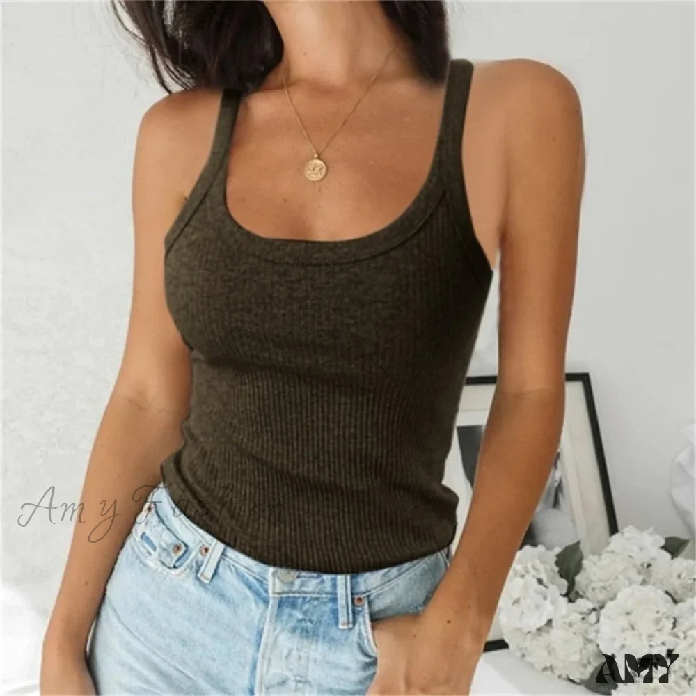 Amy Fashion - O Neck Knittrf Sleeveless Basic Top - Image 5