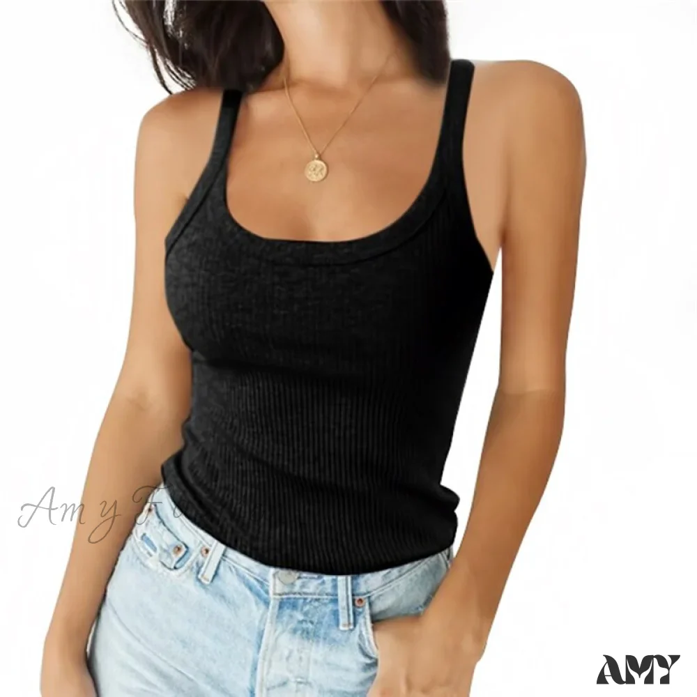 Amy Fashion - O Neck Knittrf Sleeveless Basic Top - Image 6