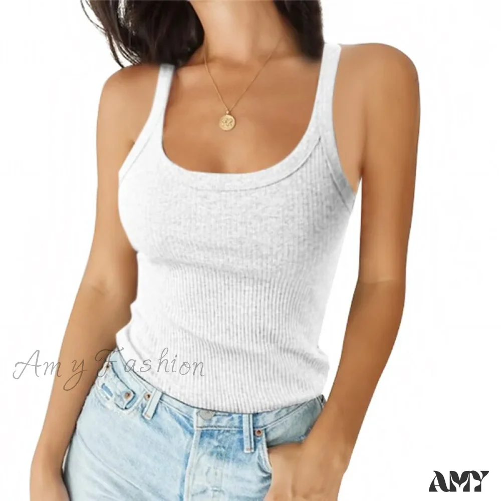Amy Fashion - O Neck Knittrf Sleeveless Basic Top - Image 7