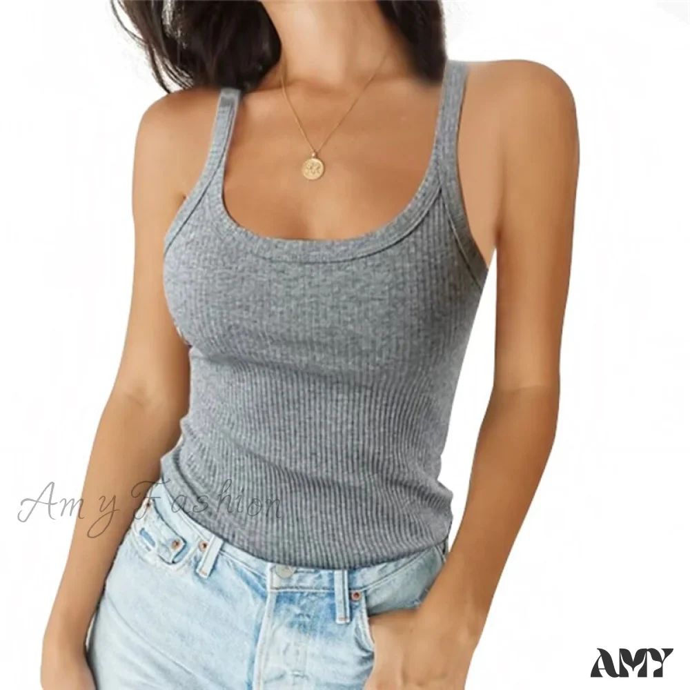 Amy Fashion - O Neck Knittrf Sleeveless Basic Top - Image 8