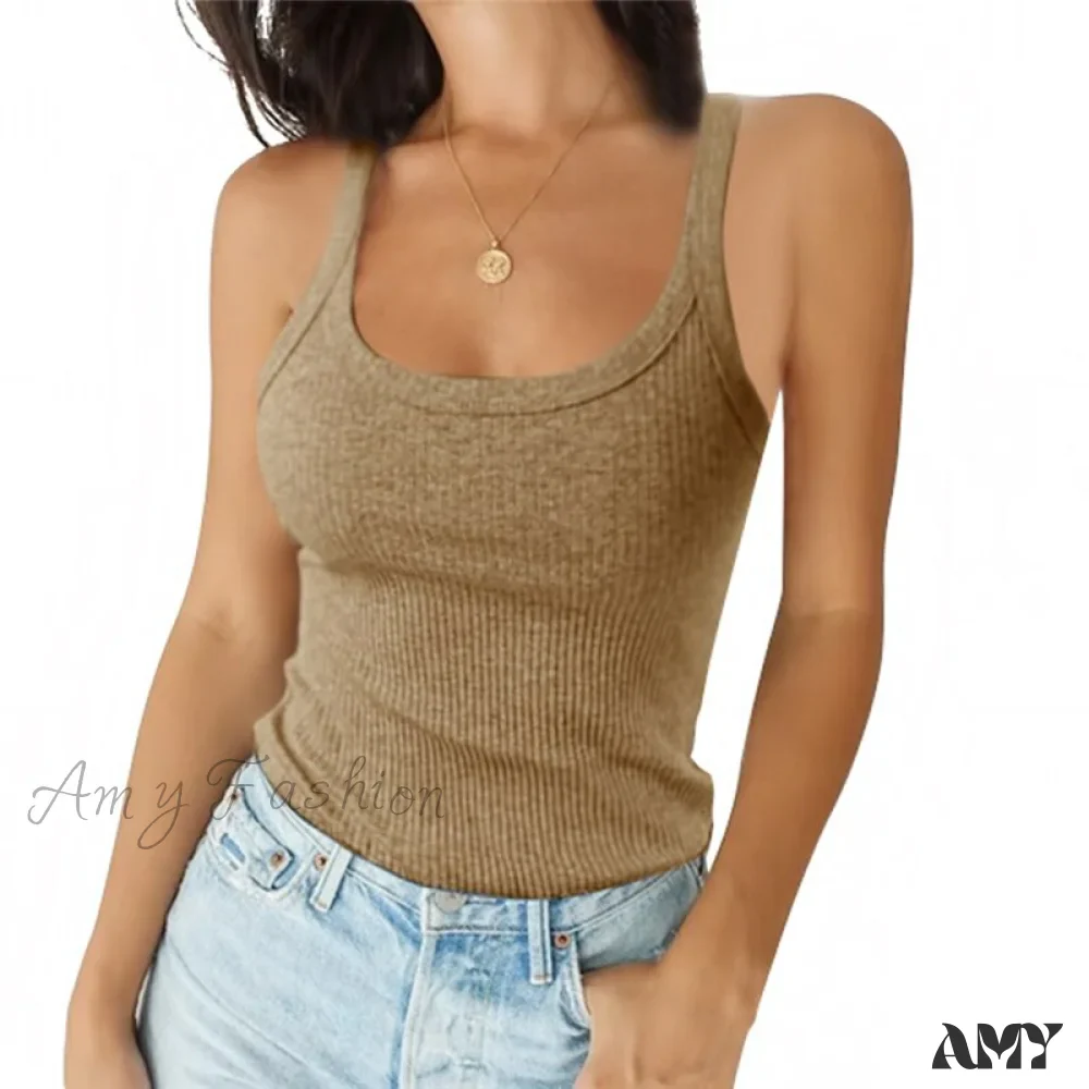 Amy Fashion - O Neck Knittrf Sleeveless Basic Top - Image 9