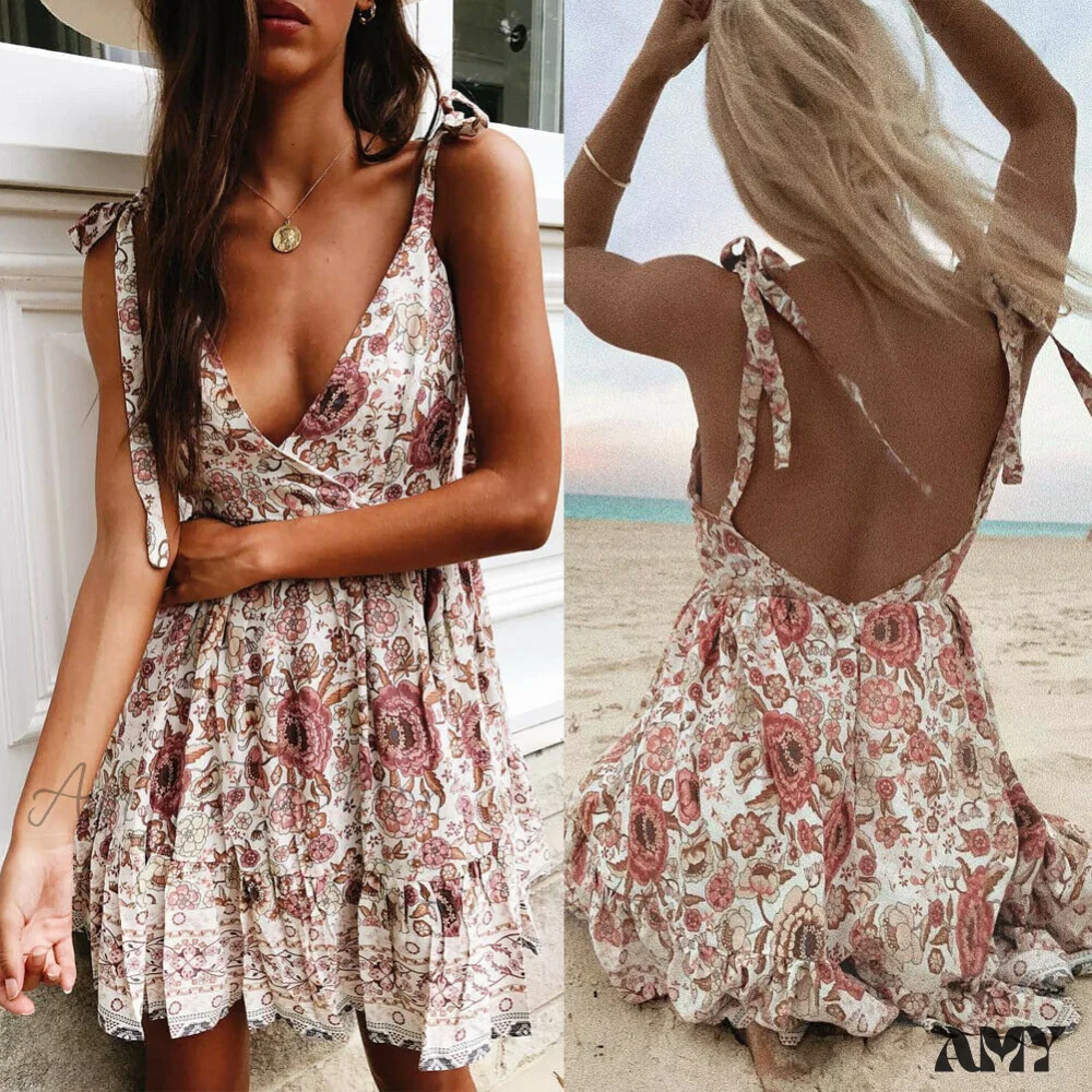 Amy Fashion - Off Shoulder Backless Printed Dress - Image 2