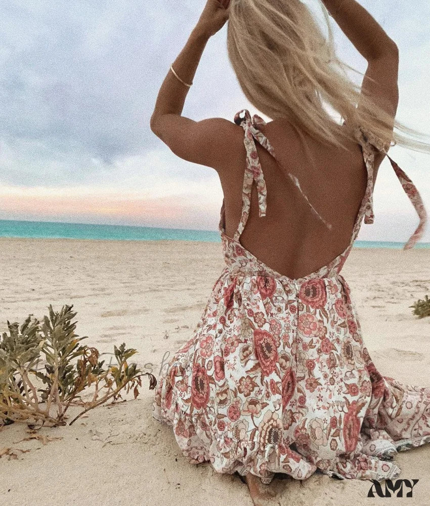 Amy Fashion - Off Shoulder Backless Printed Dress - Image 4