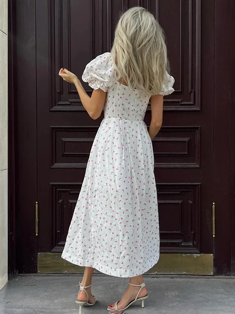 Off-Shoulder Print Split Slim Maxi Dress - Image 3