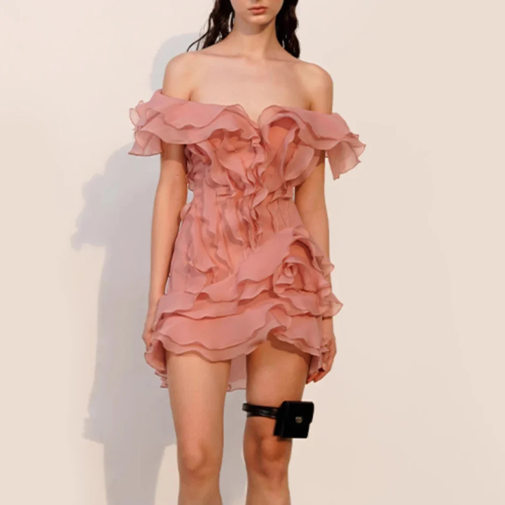 Off Shoulder Ruffle Spliced Floral Dress - Image 2