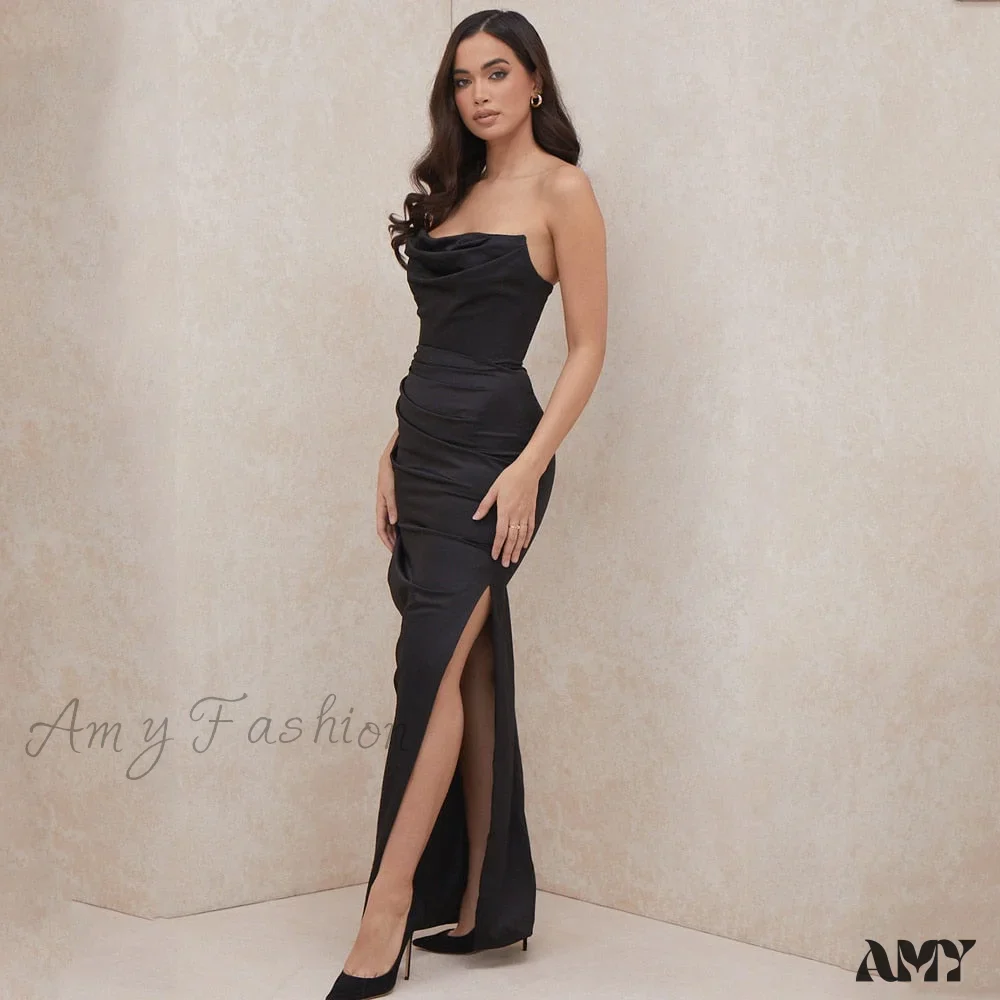 Amy Fashion - Off Shoulder Sleeveless Backless Side Split Dress - Image 18