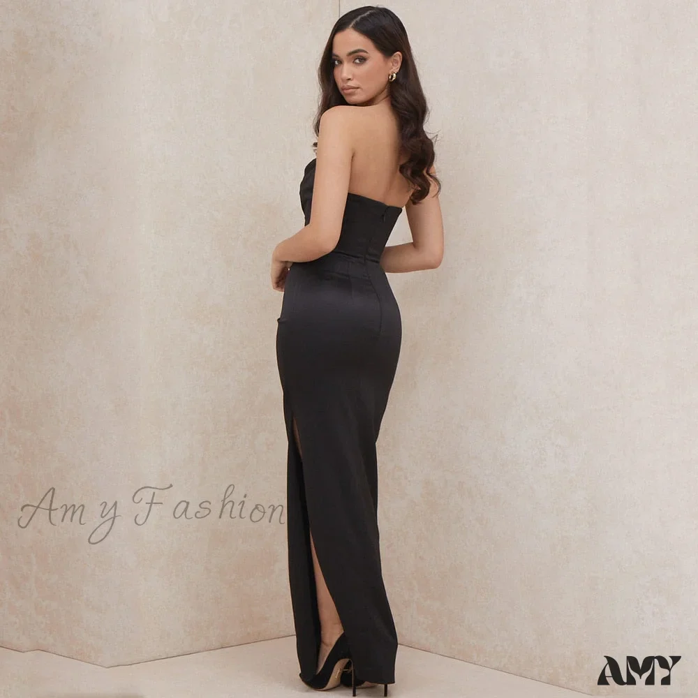 Amy Fashion - Off Shoulder Sleeveless Backless Side Split Dress - Image 19