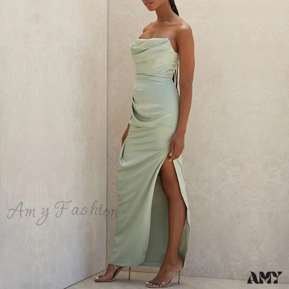 Amy Fashion - Off Shoulder Sleeveless Backless Side Split Dress - Image 9