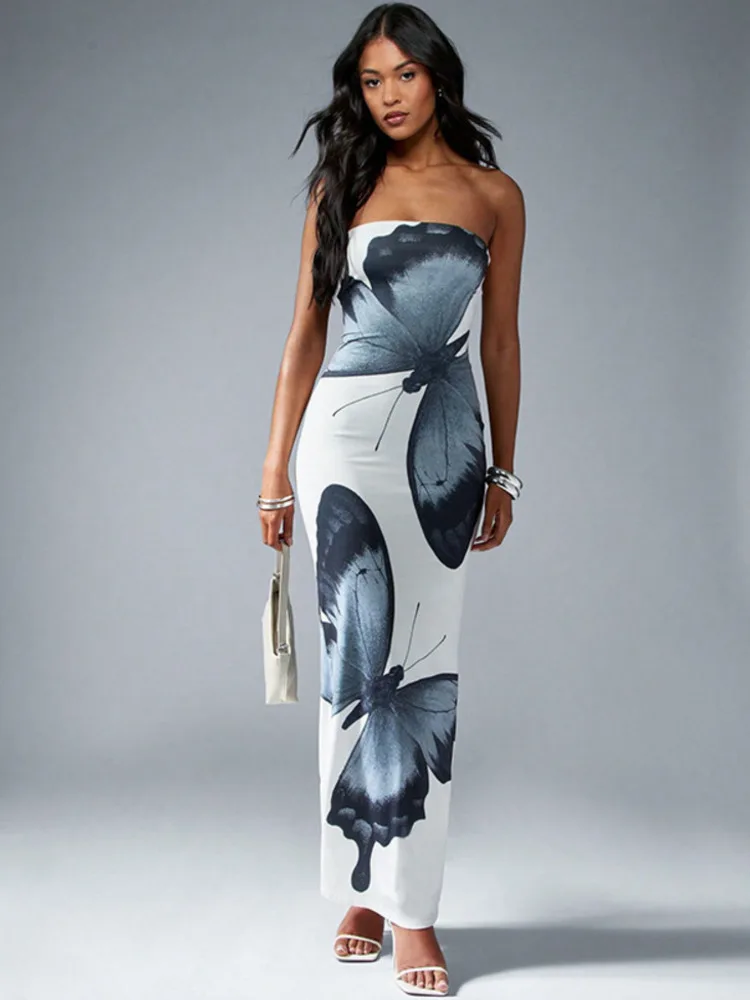 Off-shoulder Strapless Sleeveless High Waist Vacation Dress
