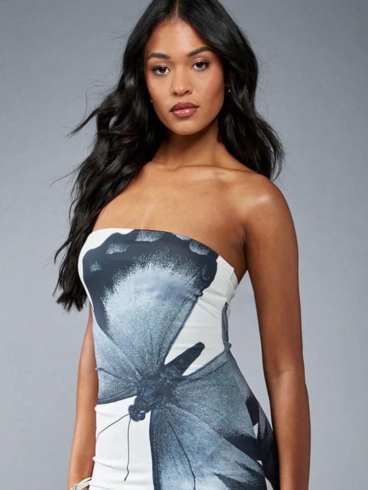 Off-shoulder Strapless Sleeveless High Waist Vacation Dress - Image 5
