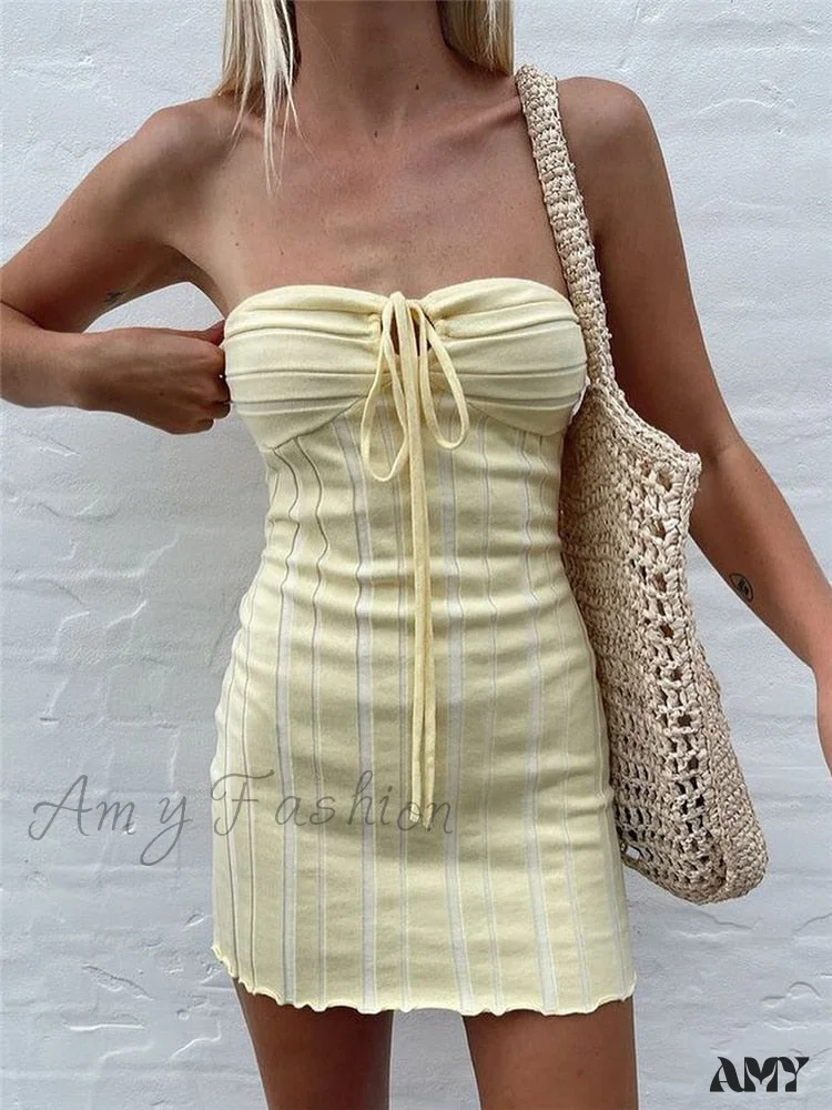 Amy Fashion - Off-Shoulder Stripe Knitting Bodycon Dress - Image 6