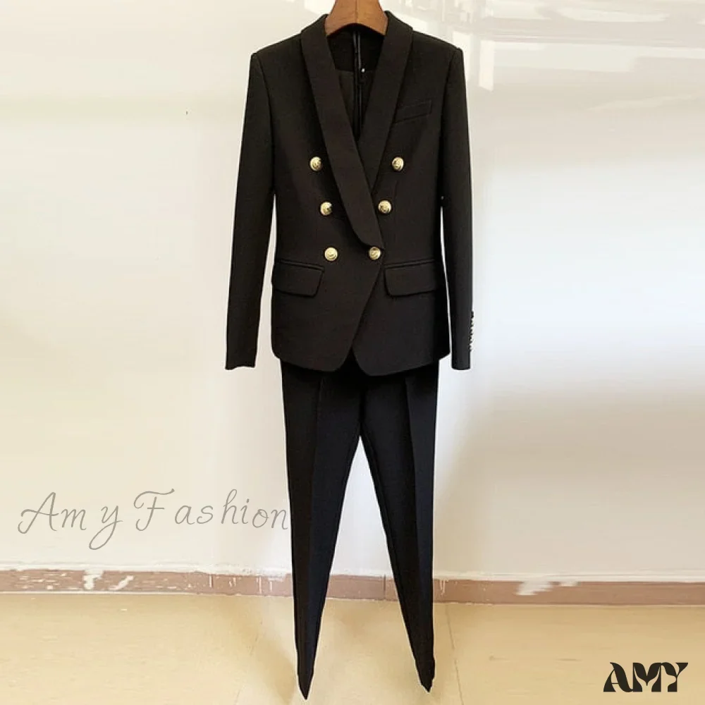 Amy Fashion - Business Classic Double-breasted Buttons Nine Blazer - Image 5