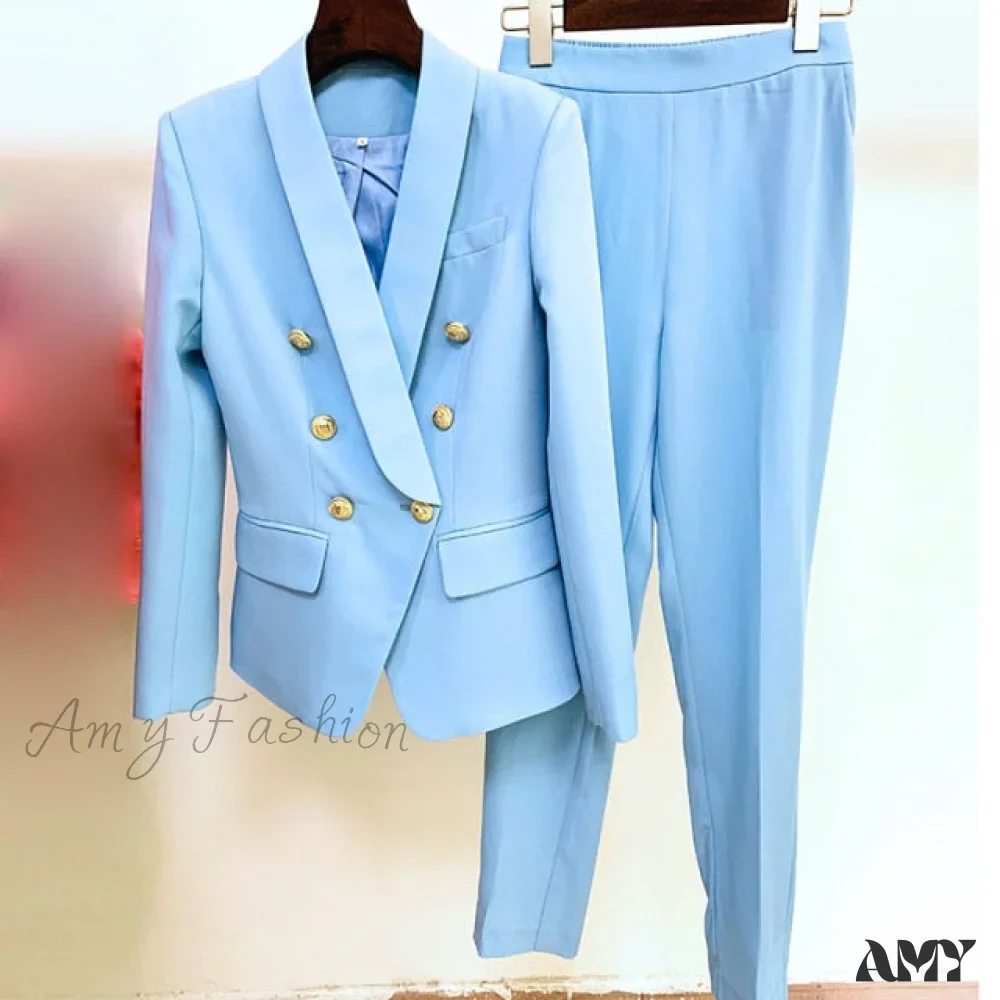 Amy Fashion - Business Classic Double-breasted Buttons Nine Blazer - Image 8