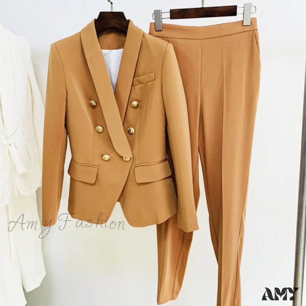 Amy Fashion - Business Classic Double-breasted Buttons Nine Blazer - Image 9