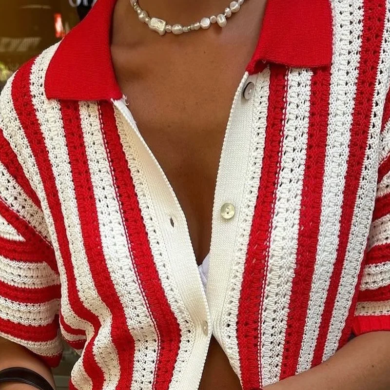 Office Rib V-Neck Knit Top - Image 3
