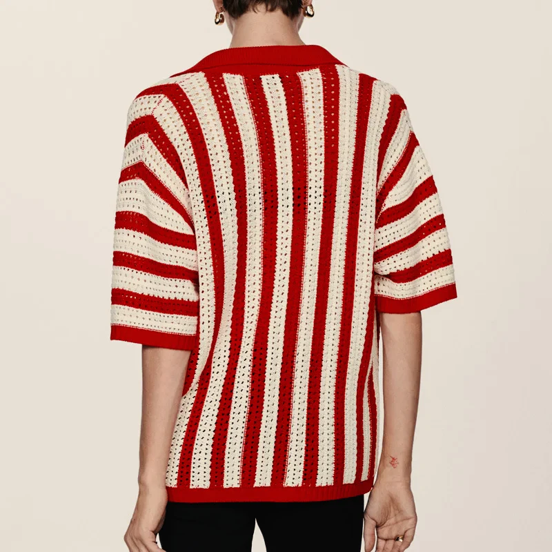 Office Rib V-Neck Knit Top - Image 4