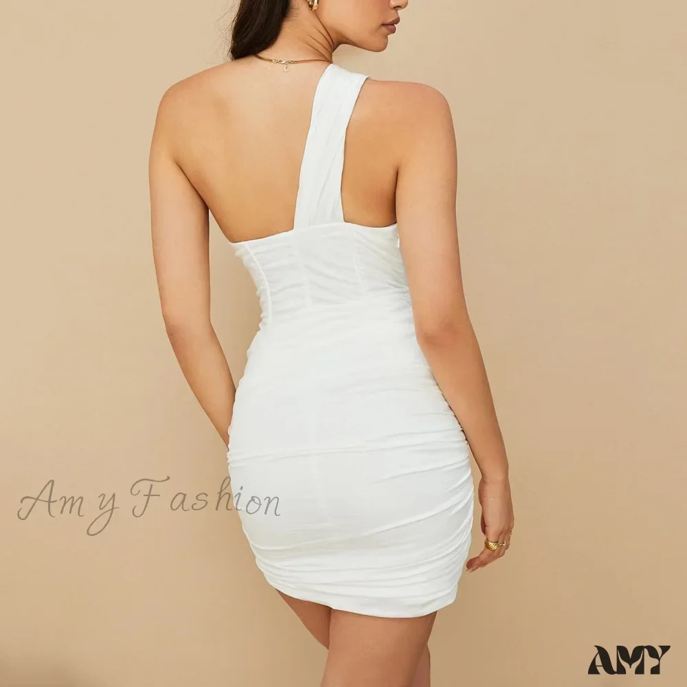 Amy Fashion - One Shoulder Mesh Sexy Bodycon Dresses - Image 9