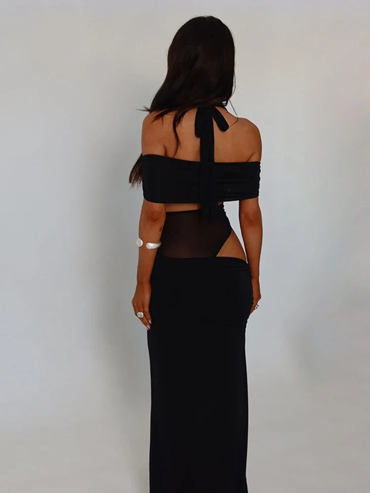 One Shoulder Mesh Waistless Party Dress - Image 3